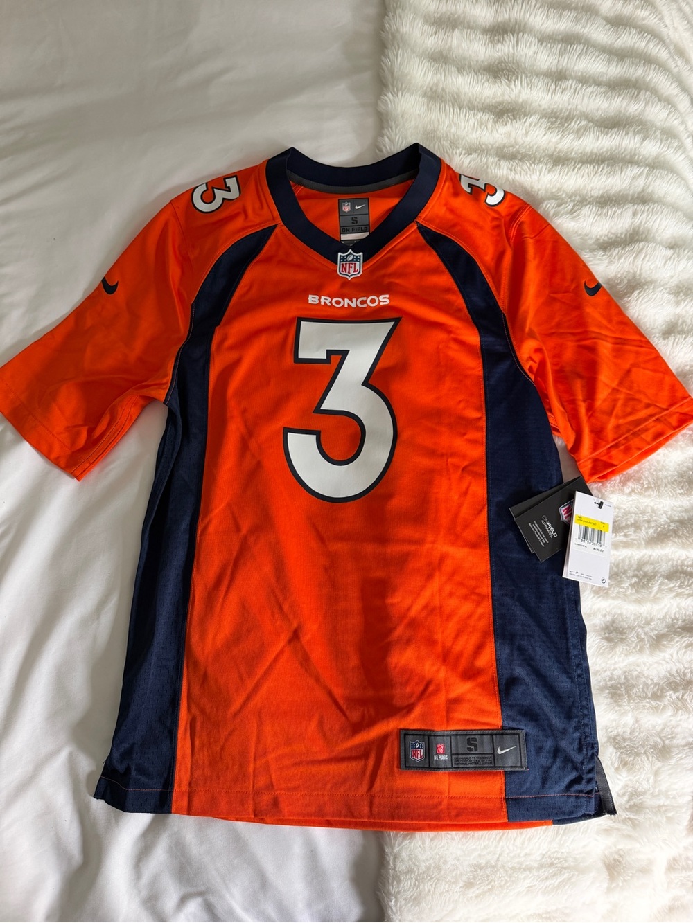 Broncos Men’s Orange & Navy #3 Wilson Football Jersey - Nike